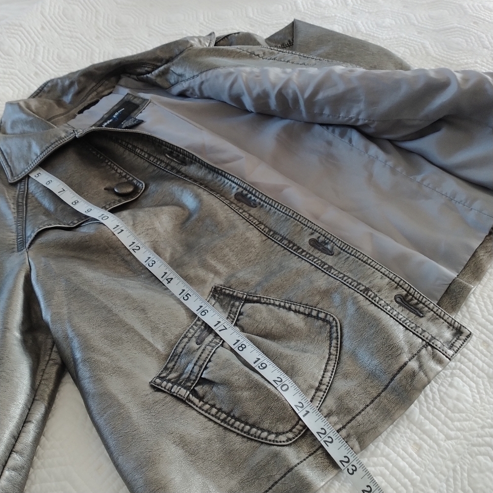 Style & Co Pewter Faux Leather Jacket, PL - Picture 8 of 11